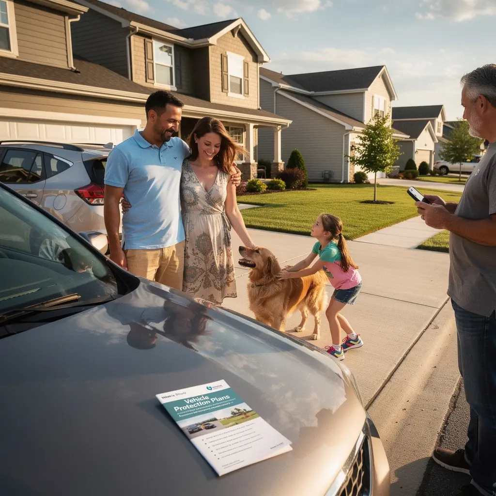 Ilustracja przedstawiająca samochód z zabezpieczeniem przed wypadkami